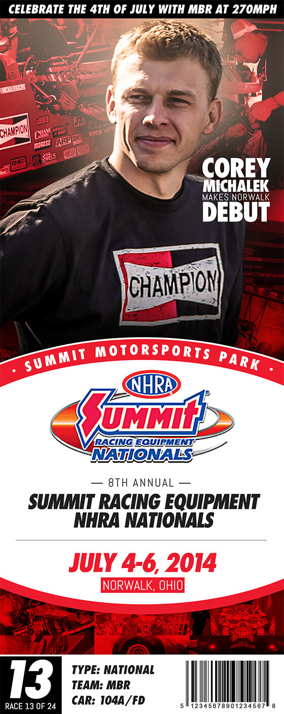 Michalek Brothers Racing 2014 Schedule - Summit Racing Equipment NHRA Nationals